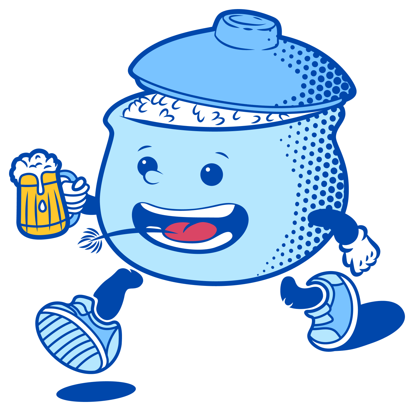 Yok, the Palay mascot holding a beer